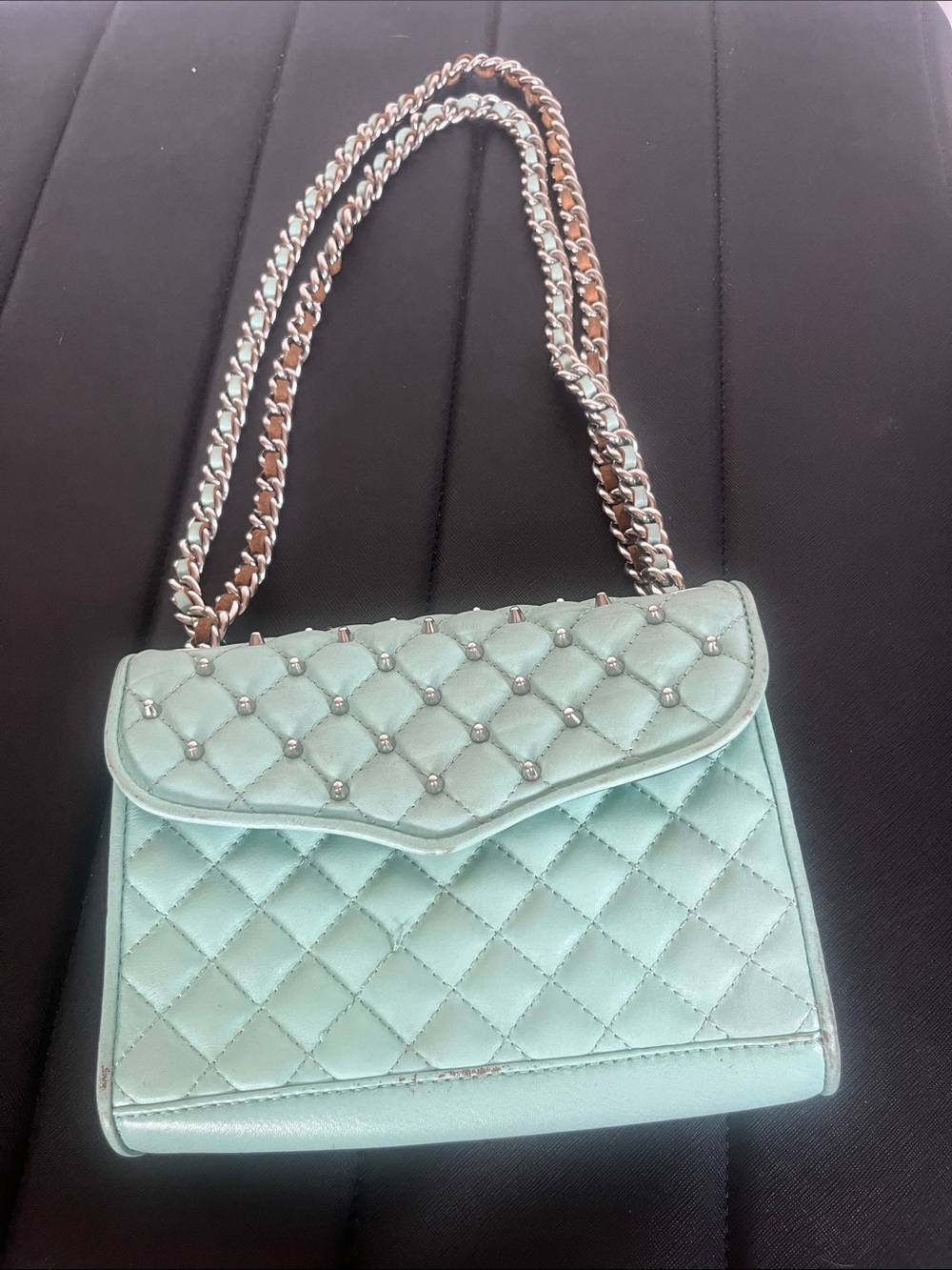 Rebecca Minkoff Quilted Mint Chain Strap Shoulder Bag
